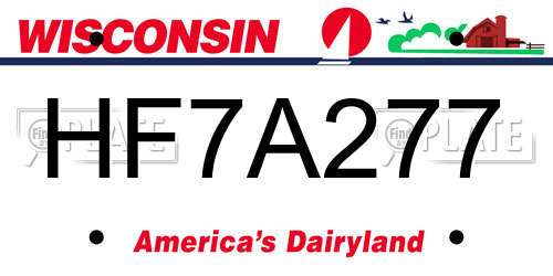HF7A277 Wisconsin License Plate