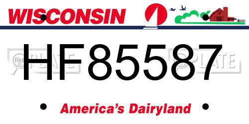 HF85587 Wisconsin License Plate