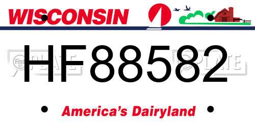 HF88582 Wisconsin License Plate