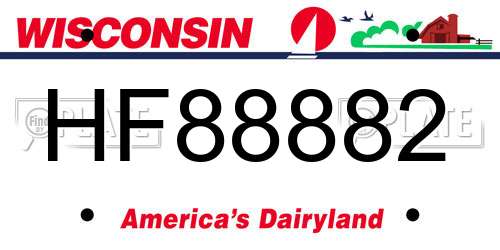 HF88882 Wisconsin License Plate