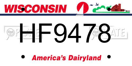 HF9478 Wisconsin License Plate