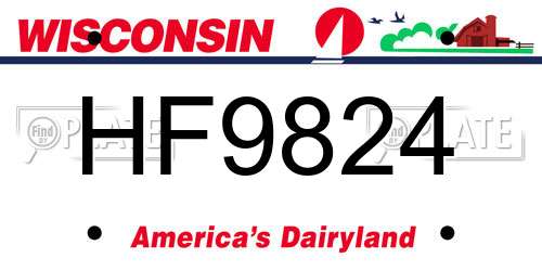 HF9824 Wisconsin License Plate