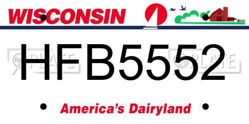 HFB5552 Wisconsin License Plate