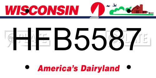 HFB5587 Wisconsin License Plate