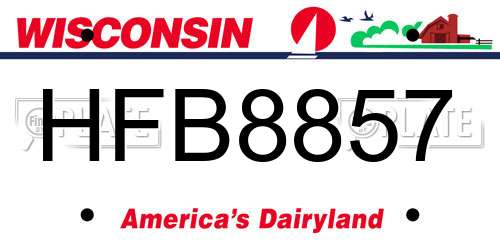 HFB8857 Wisconsin License Plate