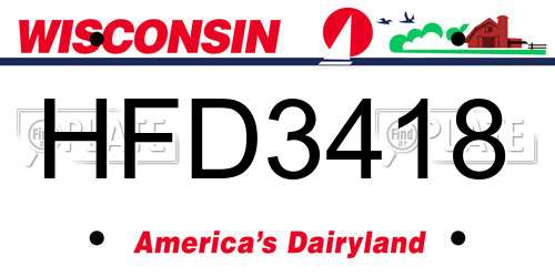 HFD3418 Wisconsin License Plate