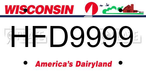 HFD9999 Wisconsin License Plate