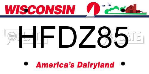 HFDZ85 Wisconsin License Plate