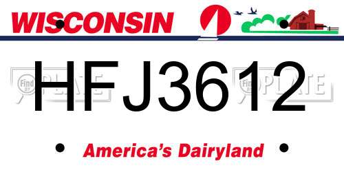 HFJ3612 Wisconsin License Plate