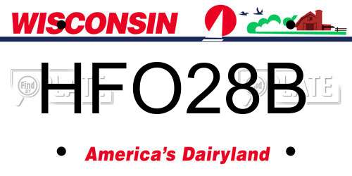 HFO28B Wisconsin License Plate