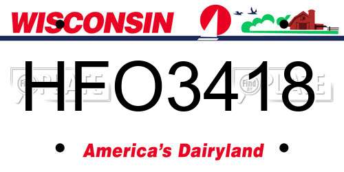 HFO3418 Wisconsin License Plate