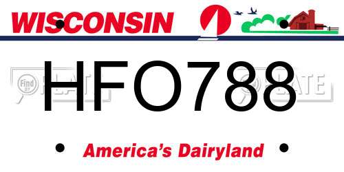 HFO788 Wisconsin License Plate