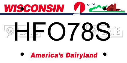 HFO78S Wisconsin License Plate
