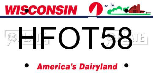 HFOT58 Wisconsin License Plate