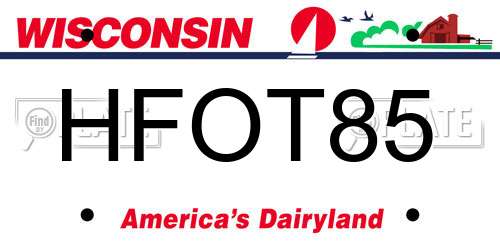 HFOT85 Wisconsin License Plate