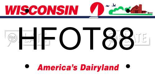 HFOT88 Wisconsin License Plate