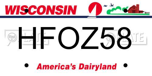 HFOZ58 Wisconsin License Plate