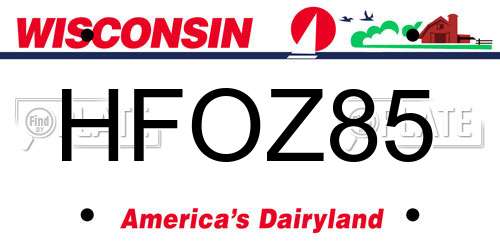 HFOZ85 Wisconsin License Plate
