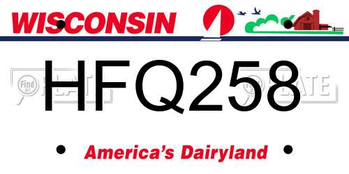 HFQ258 Wisconsin License Plate
