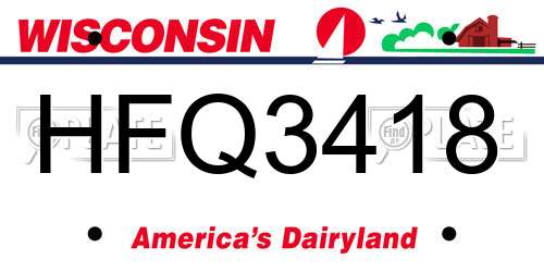 HFQ3418 Wisconsin License Plate