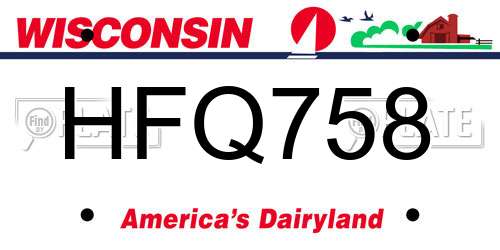 HFQ758 Wisconsin License Plate