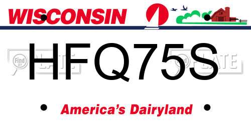 HFQ75S Wisconsin License Plate
