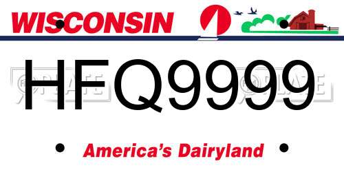 HFQ9999 Wisconsin License Plate