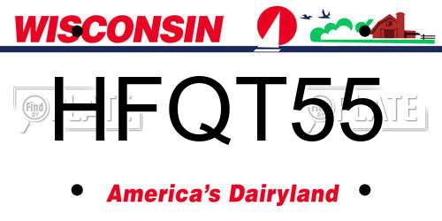 HFQT55 Wisconsin License Plate