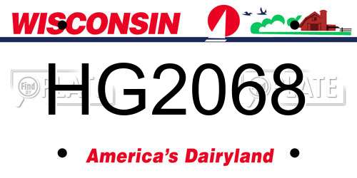 HG2068 Wisconsin License Plate
