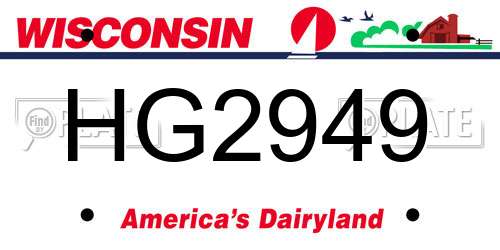 HG2949 Wisconsin License Plate