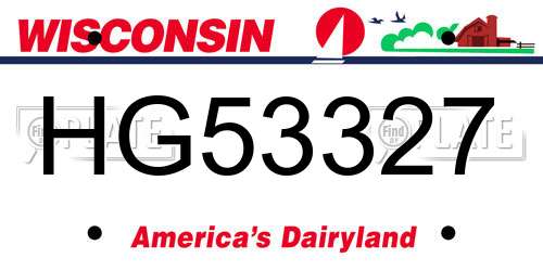 HG53327 Wisconsin License Plate