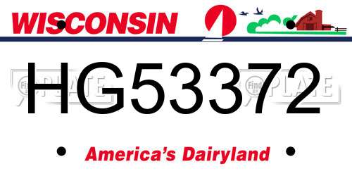 HG53372 Wisconsin License Plate