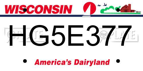 HG5E377 Wisconsin License Plate