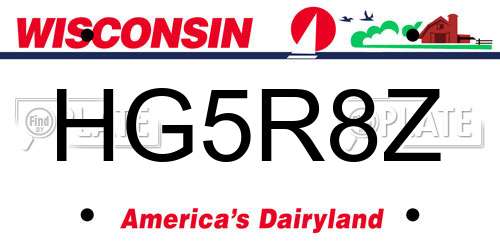 HG5R8Z Wisconsin License Plate
