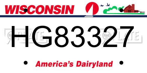 HG83327 Wisconsin License Plate