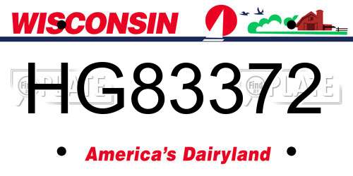 HG83372 Wisconsin License Plate