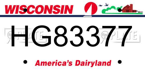 HG83377 Wisconsin License Plate