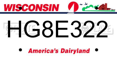 HG8E322 Wisconsin License Plate