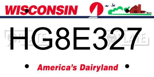 HG8E327 Wisconsin License Plate