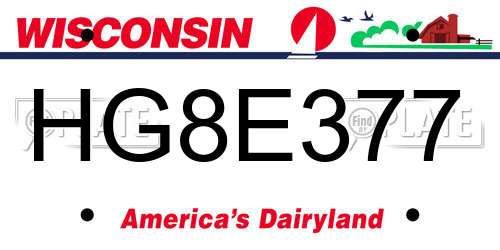 HG8E377 Wisconsin License Plate