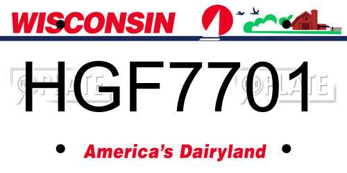 HGF7701 Wisconsin License Plate