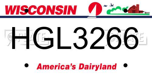 HGL3266 Wisconsin License Plate