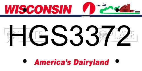 HGS3372 Wisconsin License Plate