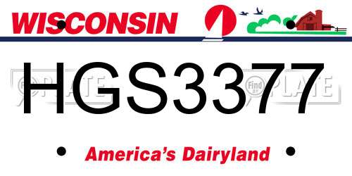 HGS3377 Wisconsin License Plate
