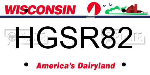 HGSR82 Wisconsin License Plate