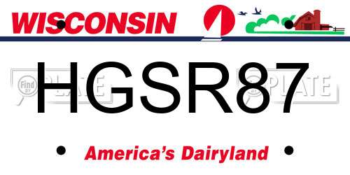 HGSR87 Wisconsin License Plate