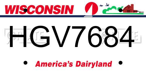 HGV7684 Wisconsin License Plate