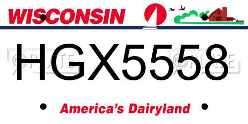 HGX5558 Wisconsin License Plate