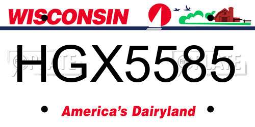HGX5585 Wisconsin License Plate