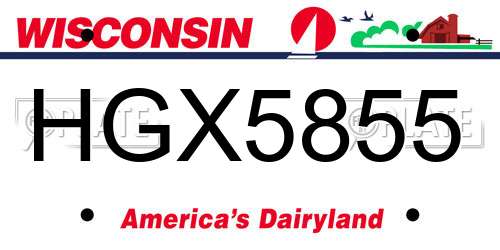 HGX5855 Wisconsin License Plate
